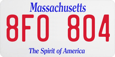 MA license plate 8FO804