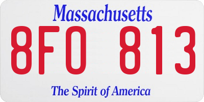 MA license plate 8FO813
