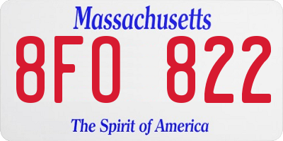 MA license plate 8FO822
