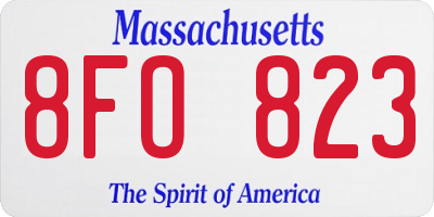 MA license plate 8FO823
