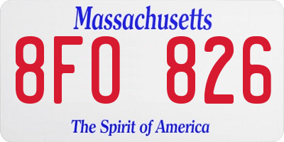 MA license plate 8FO826