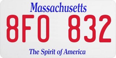 MA license plate 8FO832