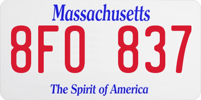 MA license plate 8FO837