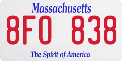 MA license plate 8FO838