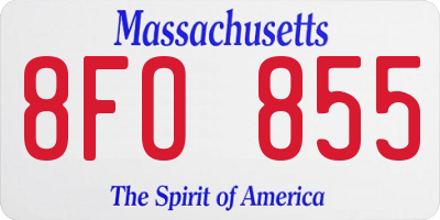 MA license plate 8FO855
