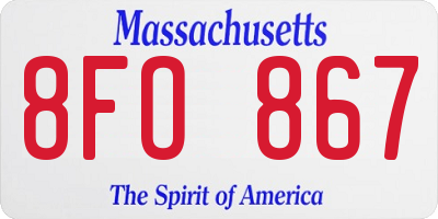 MA license plate 8FO867