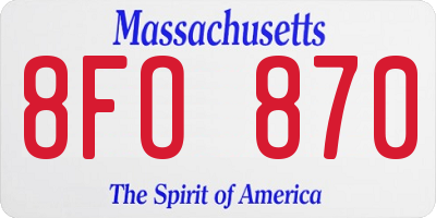 MA license plate 8FO870