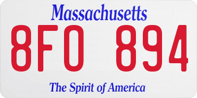 MA license plate 8FO894