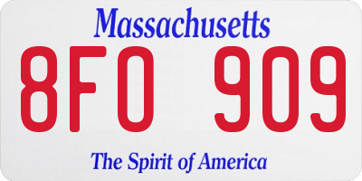 MA license plate 8FO909