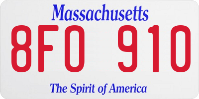 MA license plate 8FO910