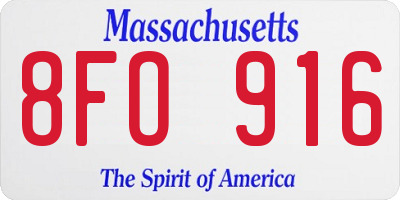 MA license plate 8FO916