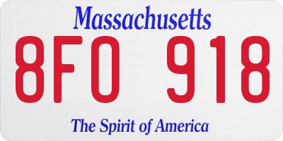 MA license plate 8FO918