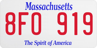 MA license plate 8FO919