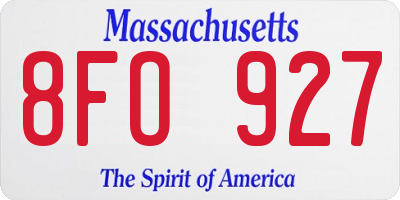 MA license plate 8FO927