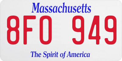 MA license plate 8FO949