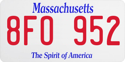 MA license plate 8FO952