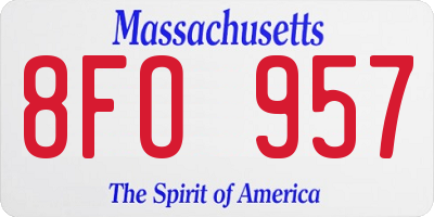 MA license plate 8FO957
