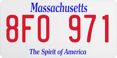 MA license plate 8FO971
