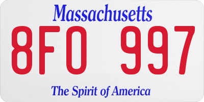 MA license plate 8FO997