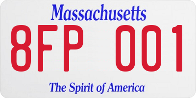 MA license plate 8FP001