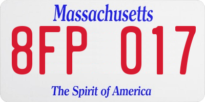 MA license plate 8FP017