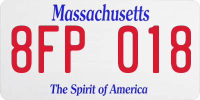 MA license plate 8FP018