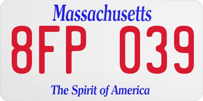 MA license plate 8FP039