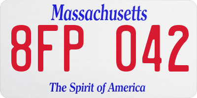 MA license plate 8FP042