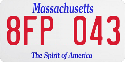 MA license plate 8FP043
