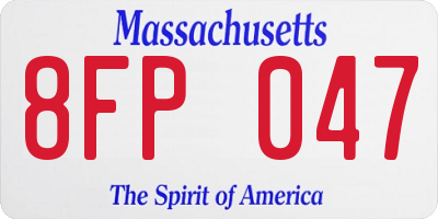 MA license plate 8FP047