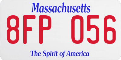 MA license plate 8FP056