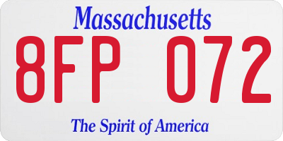MA license plate 8FP072