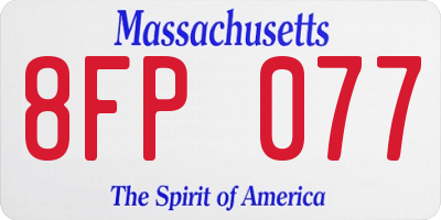 MA license plate 8FP077