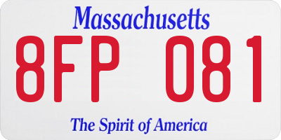 MA license plate 8FP081