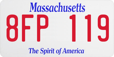 MA license plate 8FP119