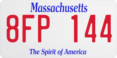 MA license plate 8FP144