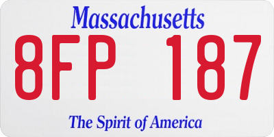 MA license plate 8FP187