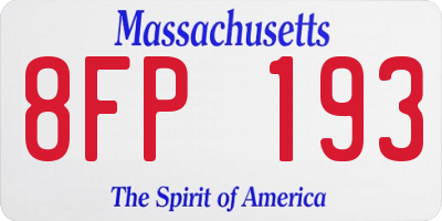 MA license plate 8FP193