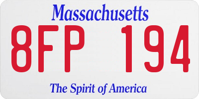 MA license plate 8FP194