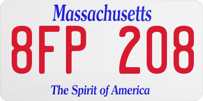 MA license plate 8FP208