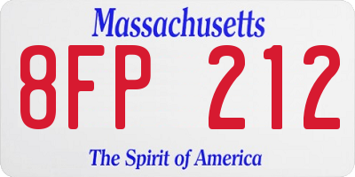 MA license plate 8FP212
