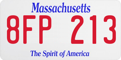 MA license plate 8FP213