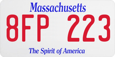 MA license plate 8FP223