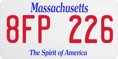 MA license plate 8FP226