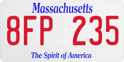 MA license plate 8FP235
