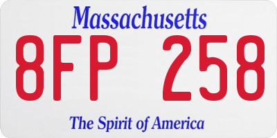 MA license plate 8FP258