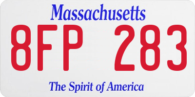 MA license plate 8FP283