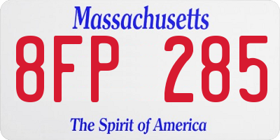MA license plate 8FP285