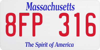MA license plate 8FP316