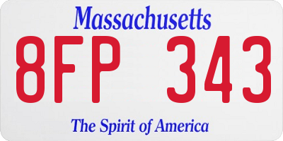 MA license plate 8FP343
